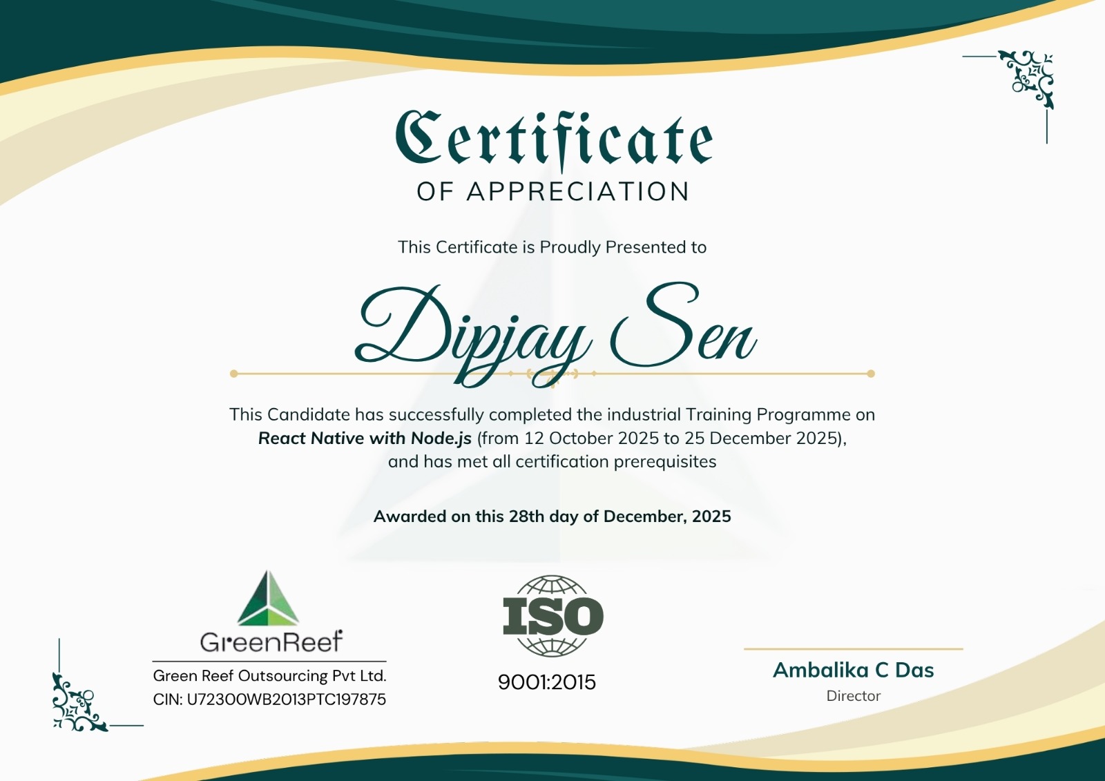 Training Certificate